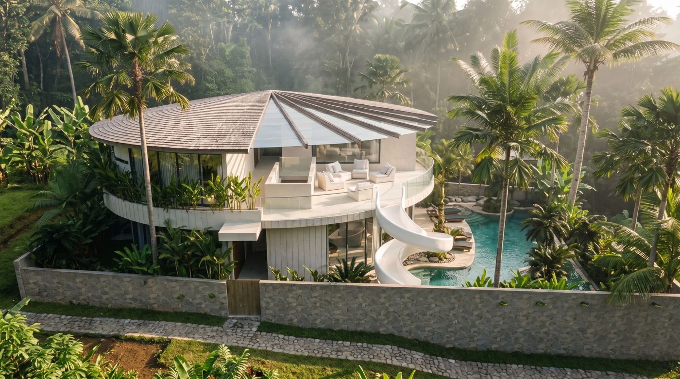 THE CANOPY · villa circulaire dans la jungle d'Ubud