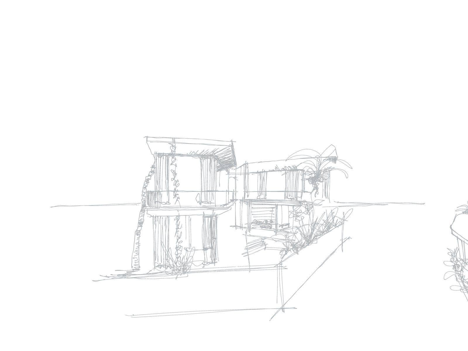 THE ROCK · hand sketch of the cliffside villas in Uluwatu