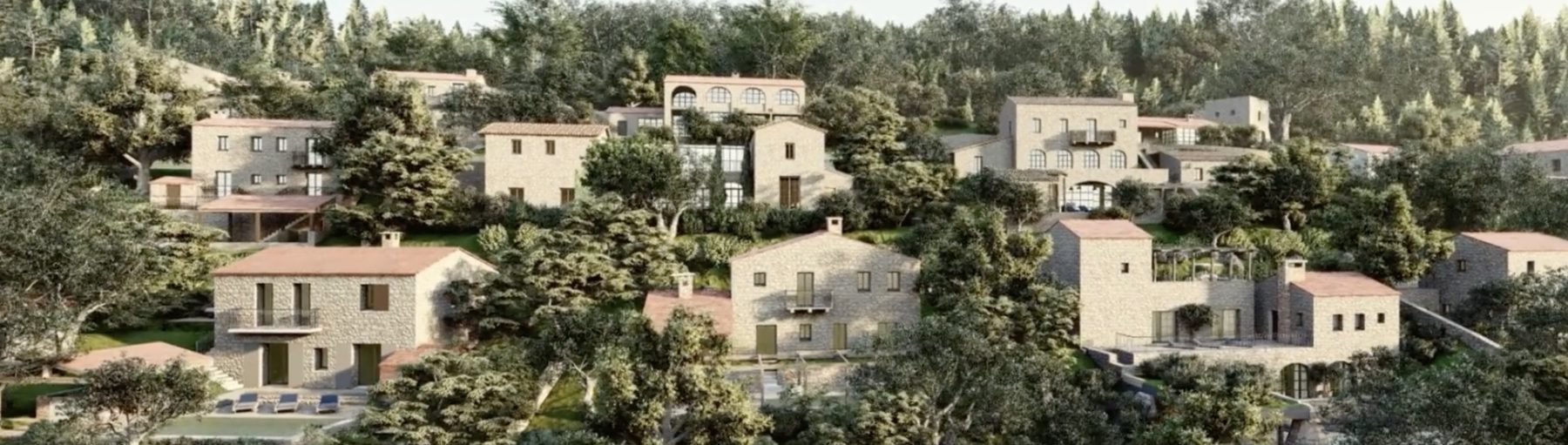 THE VILLAGE · the fourteen stone villas reading as one historic hamlet on the hill